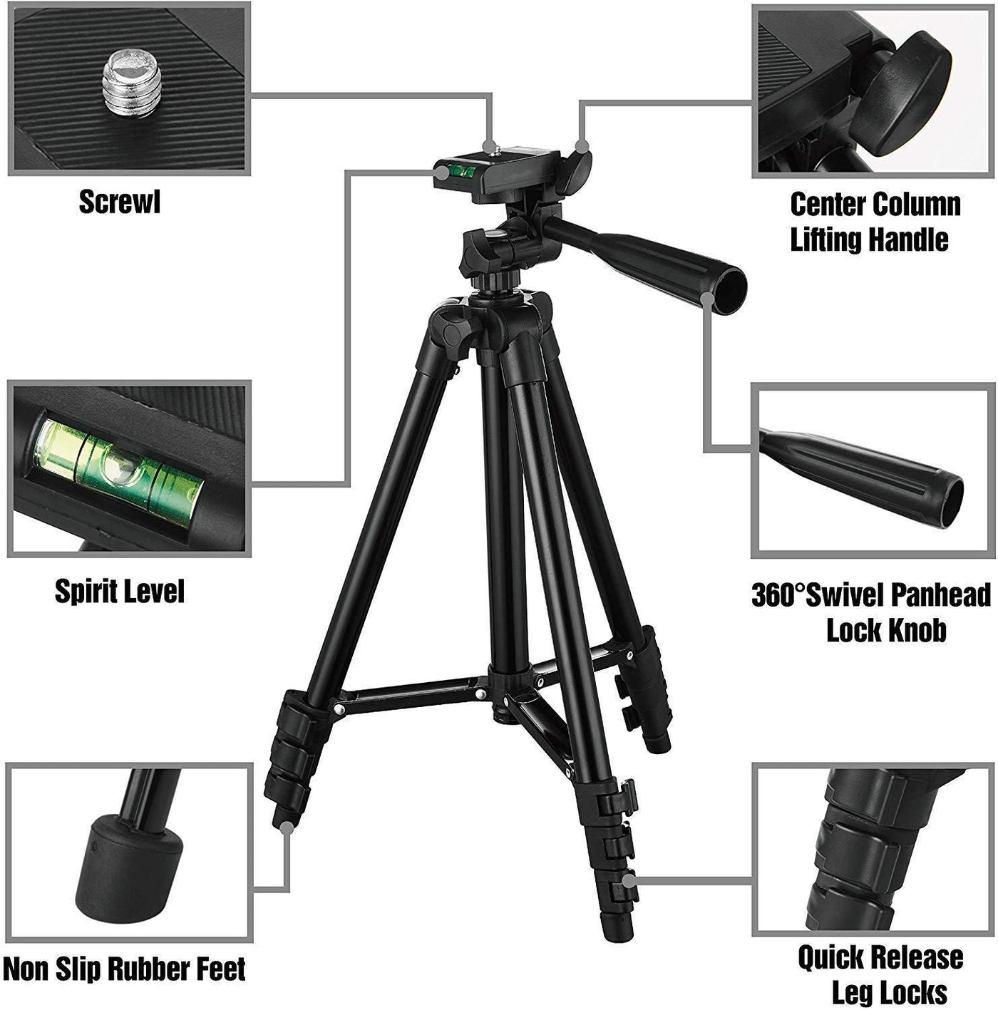 Portable DSLR Camera Tripod Compatible with Apple Devices