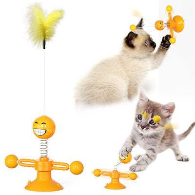 Glowing Cat Turntable Windmill Toy Interactive Pet Toy