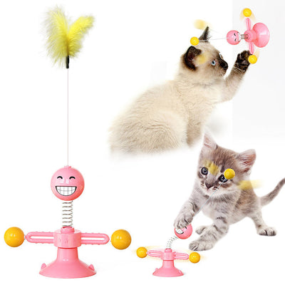 Glowing Cat Turntable Windmill Toy Interactive Pet Toy