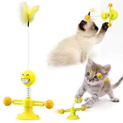 Glowing Cat Turntable Windmill Toy Interactive Pet Toy