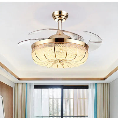 LED Pumpkin Frequency Conversion Ceiling Fan Light In Dining Room Bedroom S M A Group