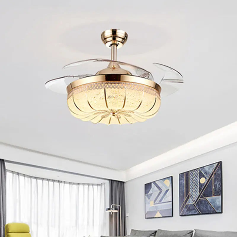 LED Pumpkin Frequency Conversion Ceiling Fan Light In Dining Room Bedroom S M A Group