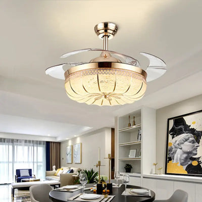 LED Pumpkin Frequency Conversion Ceiling Fan Light In Dining Room Bedroom S M A Group