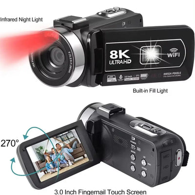 8KWIFI HD Digital Camera Touch Screen Handheld Automatic S M A Group
