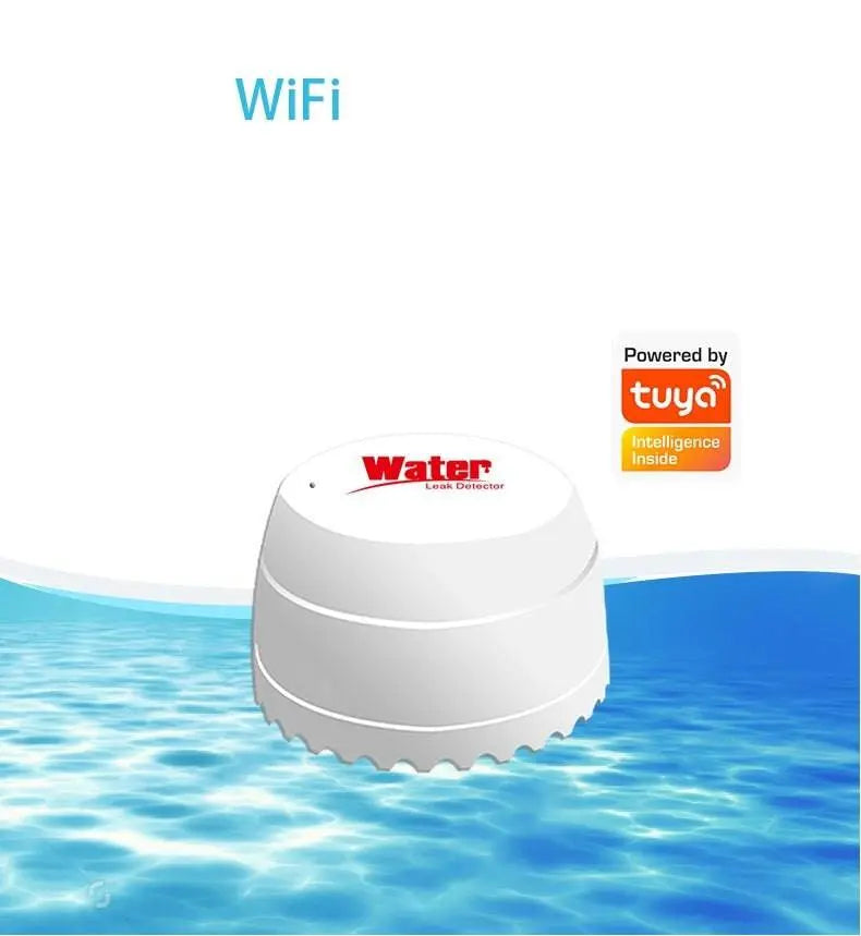 Tuya WiFi Smart Leakage Alarm Home Overflow Flood Detector With Buzzer - S M A Group # #