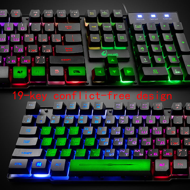 Luminous Keyboard And Mouse Set Desktop Computer Game Manipulator Feel